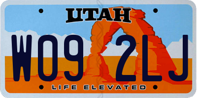 UT license plate W092LJ