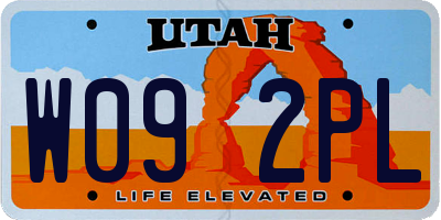 UT license plate W092PL