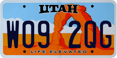 UT license plate W092QG