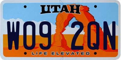 UT license plate W092QN