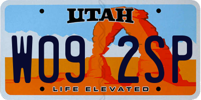 UT license plate W092SP