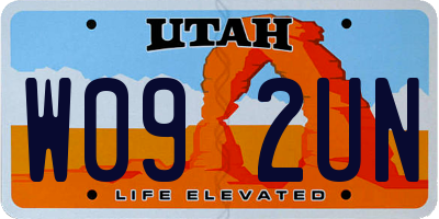UT license plate W092UN