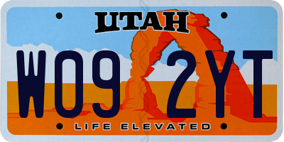 UT license plate W092YT