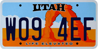 UT license plate W094EF