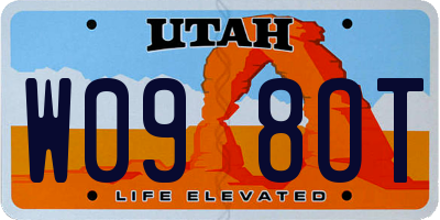 UT license plate W098OT