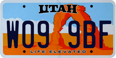 UT license plate W099BF
