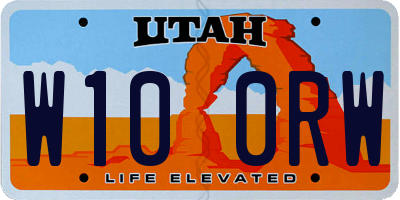 UT license plate W100RW