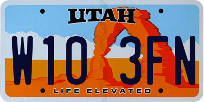 UT license plate W103FN