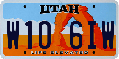 UT license plate W106IW