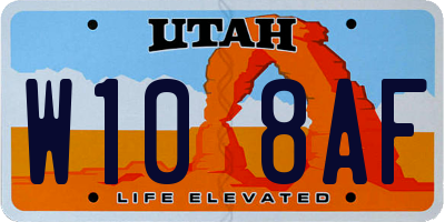 UT license plate W108AF
