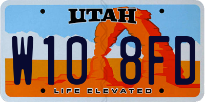 UT license plate W108FD