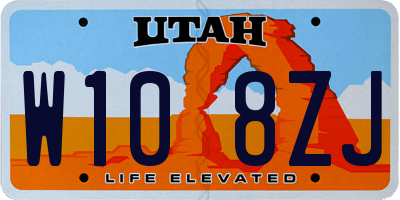 UT license plate W108ZJ