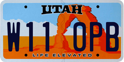 UT license plate W110PB