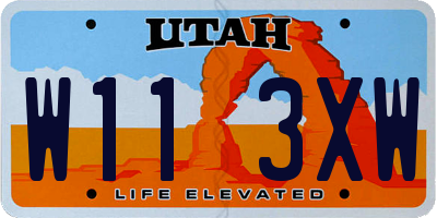 UT license plate W113XW