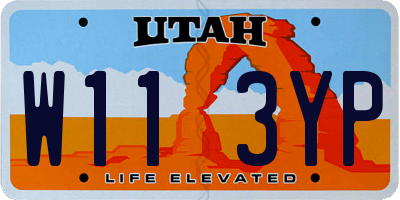 UT license plate W113YP