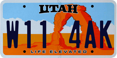 UT license plate W114AK