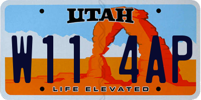 UT license plate W114AP