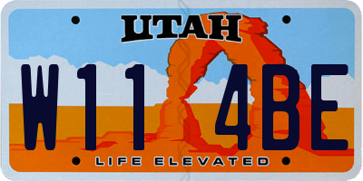 UT license plate W114BE
