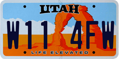 UT license plate W114FW