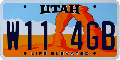 UT license plate W114GB