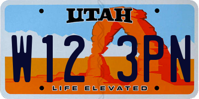 UT license plate W123PN