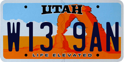 UT license plate W139AN