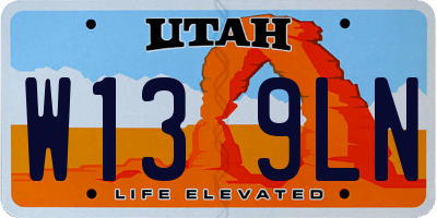 UT license plate W139LN