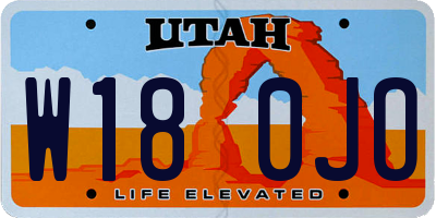 UT license plate W180JO
