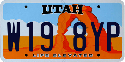 UT license plate W198YP