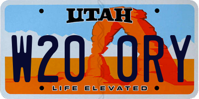 UT license plate W200RY
