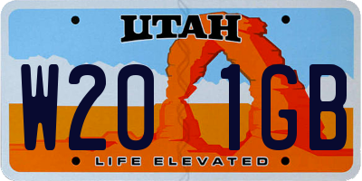 UT license plate W201GB