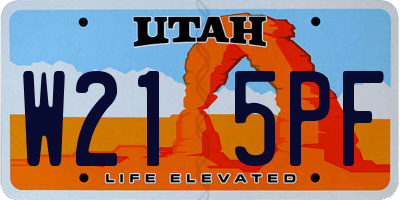 UT license plate W215PF