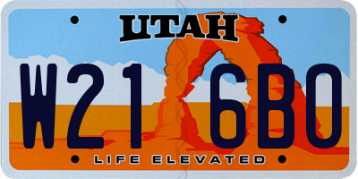 UT license plate W216BO