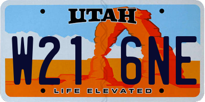 UT license plate W216NE