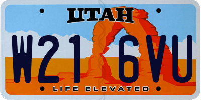 UT license plate W216VU