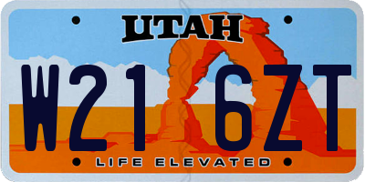 UT license plate W216ZT