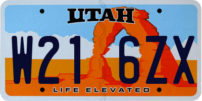 UT license plate W216ZX