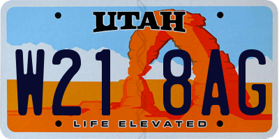 UT license plate W218AG