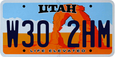 UT license plate W302HM