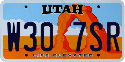 UT license plate W307SR