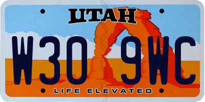UT license plate W309WC