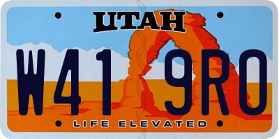 UT license plate W419RO