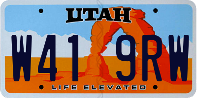 UT license plate W419RW