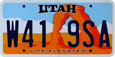 UT license plate W419SA