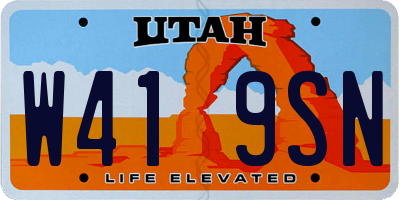 UT license plate W419SN