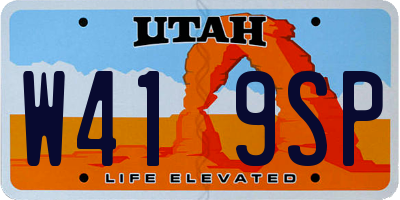 UT license plate W419SP