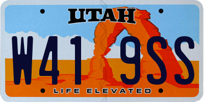 UT license plate W419SS
