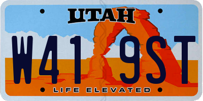 UT license plate W419ST