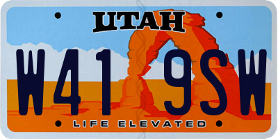 UT license plate W419SW