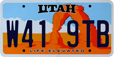 UT license plate W419TB